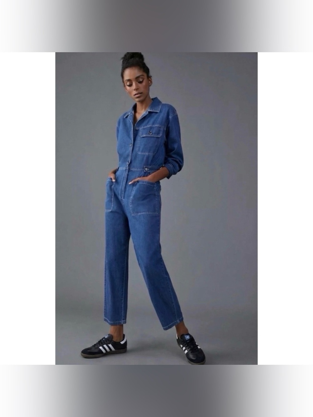 Mare Mare x Anthropologie Aya Denim Utility Jumpsuit Long Sleeve Size XS